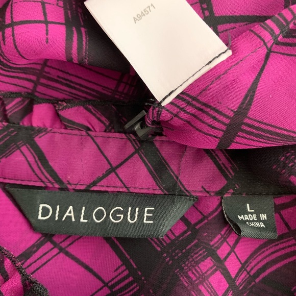 Dialogue / Ruffled Purple Black Button Up Blouse - Picture 6 of 8